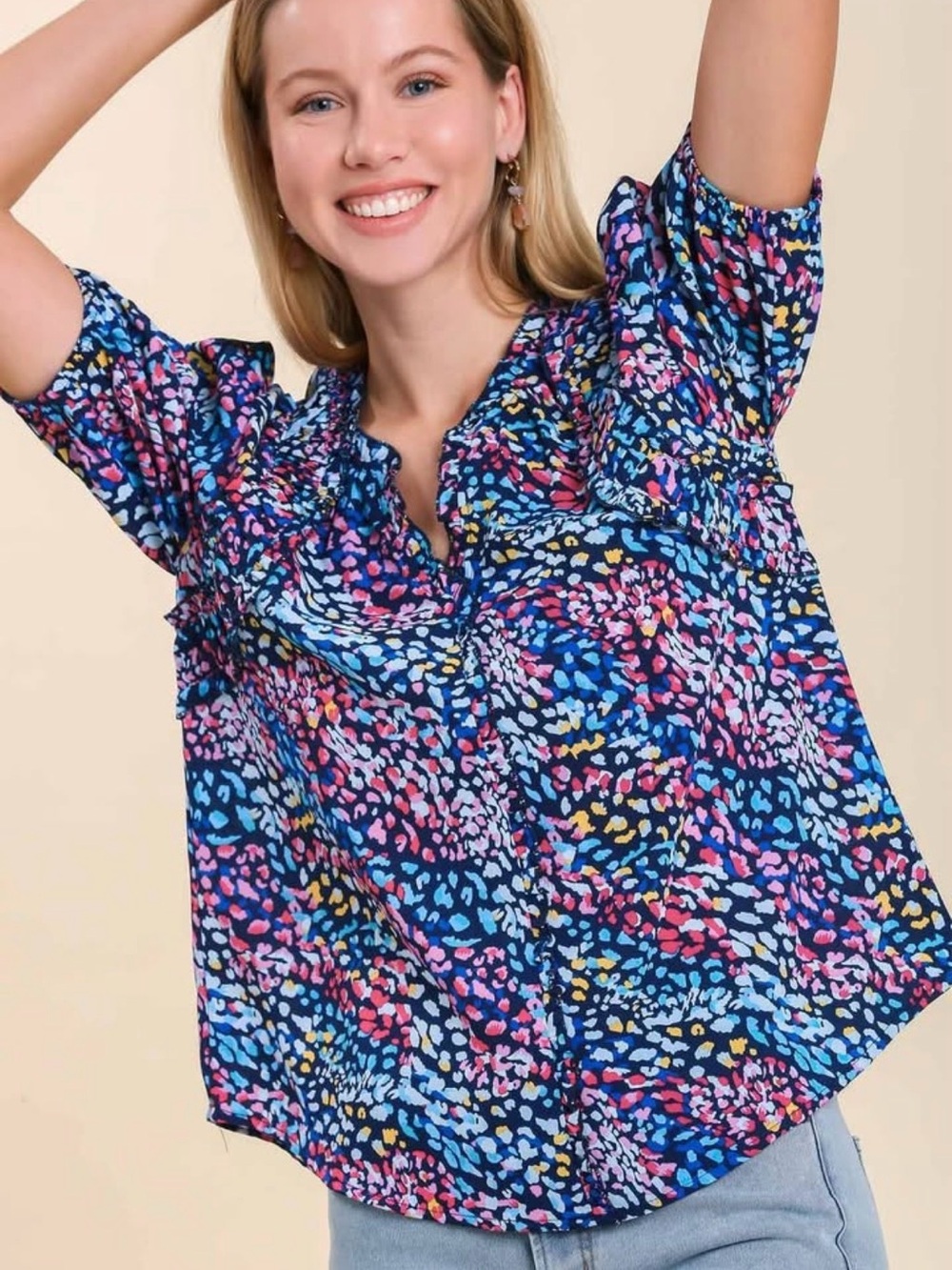Umgee short-sleeve blouse size small